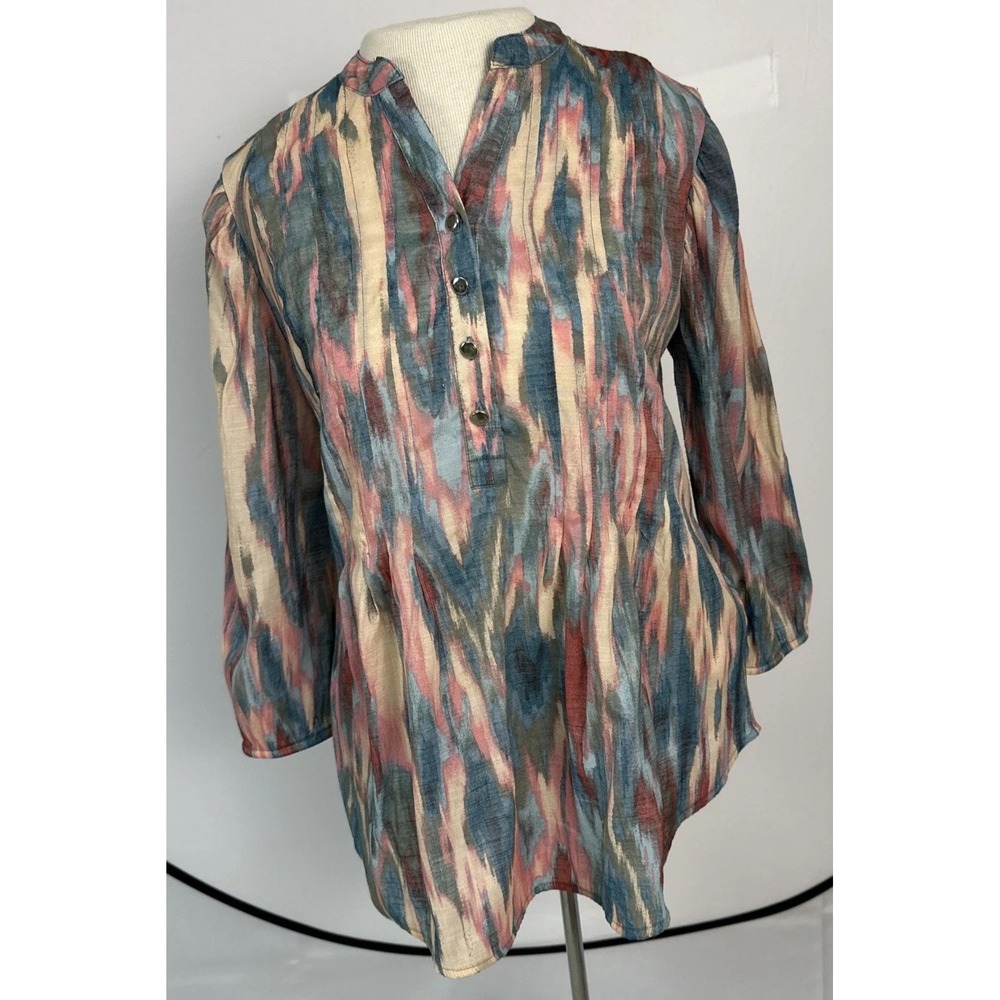 Cocomo Popover Blouse Women's S Split Neck 3/4 Sleeves Flowy Fit